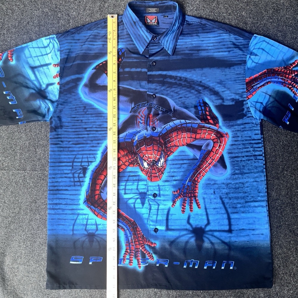 Spiderman Short Sleeve Button Up Shirt Mens L - Picture 6 of 6